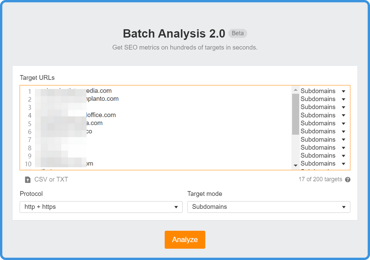 Ahrefs进阶功能5. 网站批量分析（Batch Analysis）